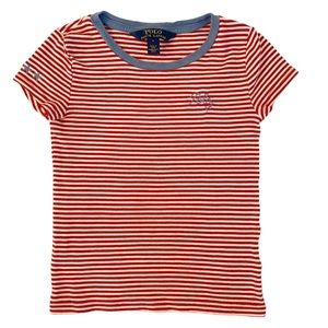 POLO RALPH LAUREN GIRLS RED & WHITE STRIPED TOP 6.
